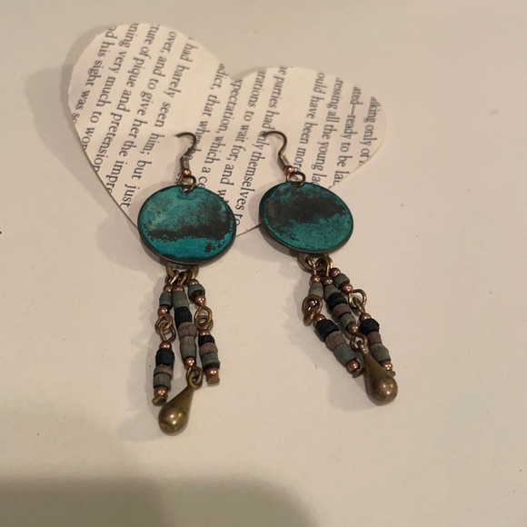 Handmade patina hook earrings - Picture 2 of 4